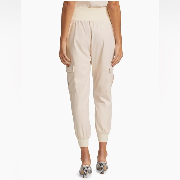 New Cinq a Sept Giles Faux Leather Cargo Jogger Pants Dune Beige Cream Sz M - Picture 5 of 16